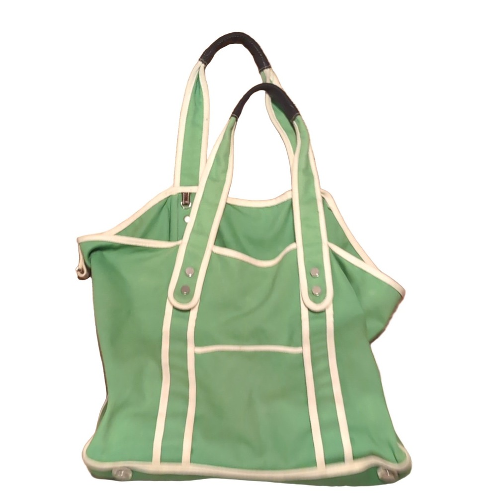Gap Canvas Tote Bag Unisex Adults Green White Cotton Exterior Pocket